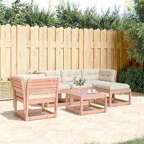 5 pcs conj. lounge jardim com almofadões madeira douglas maciça