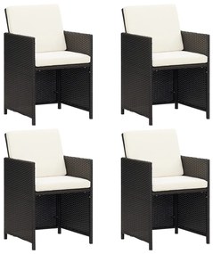 vidaXL Cadeiras de jardim 4 pcs vime PE preto