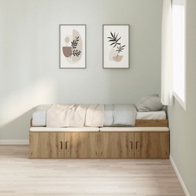 Estrutura de Cama de Armazenamento Carvalho Artesanal 90x190 cm
