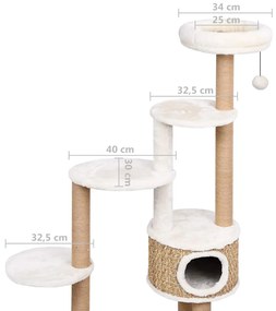 Árvore para gatos c/ postes e almofadão 148 cm erva marinha