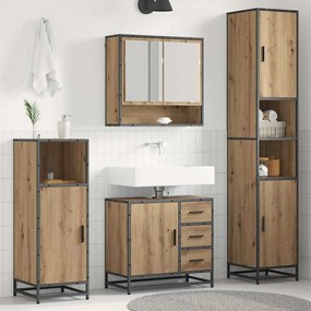 vidaXL Conjunto de Móveis para Banheiro 4 pcs Carvalho Artesanal