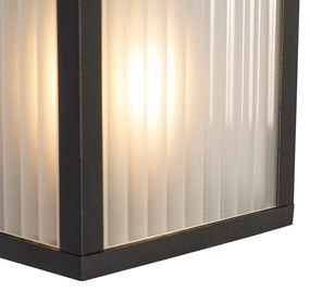 LED Candeeiro de Parede Inteligente Preto para Exterior com Vidro Canelado Incl. 2 Wifi A60 - Charlois Moderno