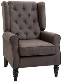 Poltrona de Sala de Estar Poltrona Moderna para Dormitório com Pés de Madeira Poltrona Individual 74x86x102 cm Castanho