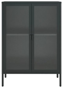Aparador 75x35x105 cm vidro e aço preto