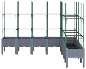 Vaso/floreira de jardim c/ treliça 200x160x142,5 cm PP cinzento azul