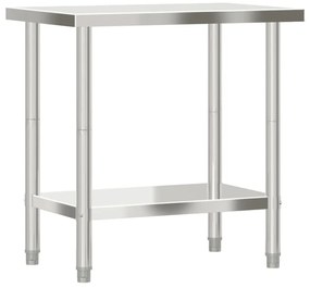 Mesa de trabalho para cozinha 82,5x55x85 cm aço inoxidável