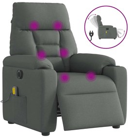 vidaXL Poltrona reclinável de massagens elétrica tecido cinza-escuro