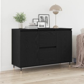 Sideboard vidaXL com portas e gavetas Preto Carvalho 101,5x35x70 cm