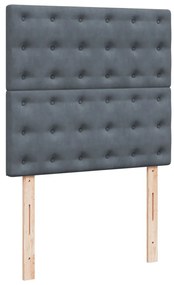 Cama com molas/colchão 90x200 cm veludo cinza-escuro