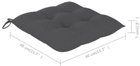 Cadeiras de jardim c/ almofadões antracite 8 pcs teca maciça