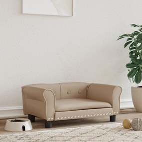vidaXL Cama para cães 70x45x30 cm couro artificial cappuccino