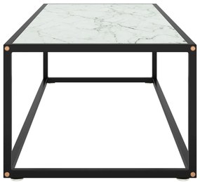 Mesa de centro 120x50x35 cm preto com vidro mármore branco