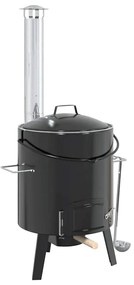 Forno de goulash com chaminé e tampa aço esmaltado preto