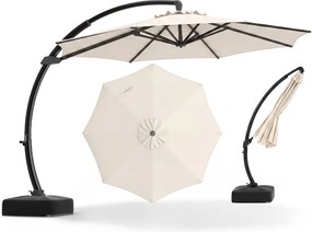 Guarda sol com Base  Suspensa, 345 x 345 x 300 cm, Rotação de 360°, Bege