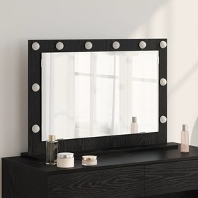 vidaXL Espelho de vaidade com luzes LED Carvalho Preto 80x55x18 cm