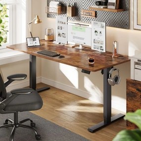 Secretária elétrica de trabalho ajustável em altura 160 x 70 x (72-120) cm (C x L x A), castanha