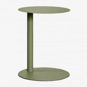 Mesa Auxiliar Redonda Ø40 Cm Em Aço Yannik Verde Azeitona Intenso - Sklum