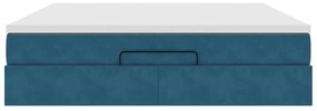 Estrutura de cama otomana com colchão 180x200 cm azul escuro