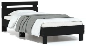 vidaXL Estrutura de cama com cabeceira e luzes LED 75x190 cm preto