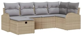 Conjunto de Sofá de Jardim com 6 Peças e Almofadas Bege em Rattan Sint