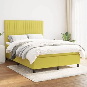vidaXL Cama com molas/colchão 140x190 cm tecido verde