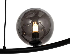 Candeeiro suspenso preto com vidro fumê redondo 8 luzes - Mônaco Design,Moderno