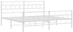 Estrutura de cama com cabeceira e pés 200x200 cm metal branco