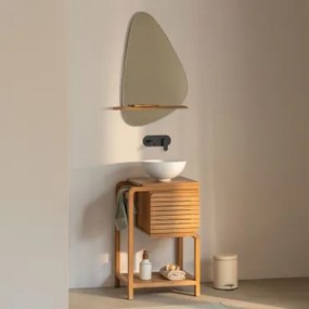 Conjunto De Móvel De Casa De Banho Em Madeira De Teca Bradley Preto Mate Embutido Com Válvula De Escoamento Sem Transbordamento Alameda & Cerâmica Bra