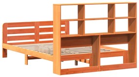 Cama sem colchão 160x200 cm madeira pinho maciço castanho-mel