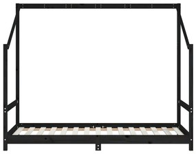 Estrutura de cama infantil 90x190 cm pinho maciço preto