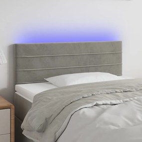 Cabeceira de cama c/ luzes LED veludo 80x5x78/88 cm cinza-claro