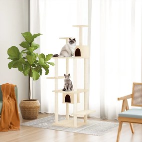 Árvore p/ gatos c/ postes arranhadores sisal 176 cm cor creme