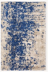 Tapete em lã artesanal Cynthia, azul