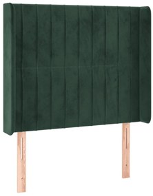 Cama box spring c/ colchão/LED 100x200 cm veludo verde-escuro