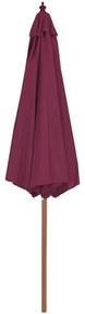 Guarda-sol de exterior mastro de madeira 300 cm vermelho bordô