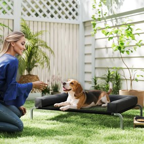 Cama elevada refrescante para cães, cama portátil para cães para uso interior e exterior, 110 x 75 x 30 cm, preta
