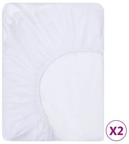 Lençol ajustável impermeável 2 pcs 180x200 cm algodão branco