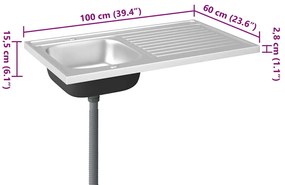 Lava-louça cozinha + escorredor aço inox prateado