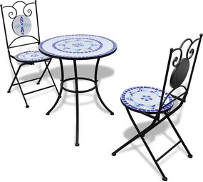 Conjunto bistrô azulejos de cerâmica 3 pcs azul e branco
