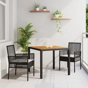 Conjunto de Móveis de Jantar vidaXL Conjunto de 3 Preto Madeira Durável