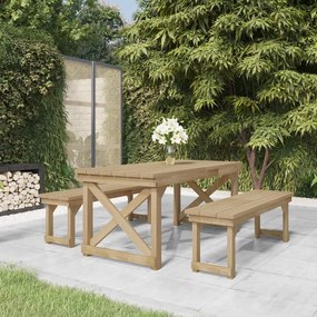 vidaXL 3 pcs conjunto de jantar para jardim pinho impregnado maciço