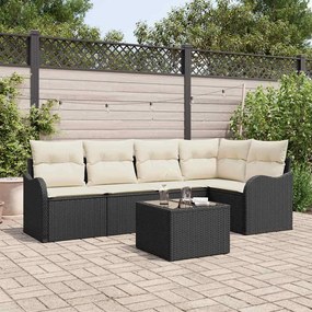 Conjunto de Sofá de Jardim vidaXL com Almofadas Rattan Poliéster Marrom