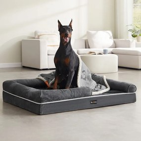 Cama ortopédica para cães com rebordo elevado 120 x 85 x 25 cm Cinzento escuro