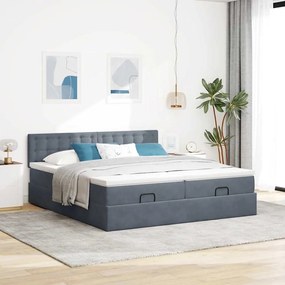 Estrutura cama otomana colchões 180x200 cm cinzento escuro