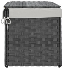 Cesto para roupa suja com tampa 55,5x35x34 cm vime PE cinzento