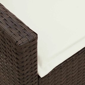 Sofá de jardim com almofadões 5 lugares vime PE castanho