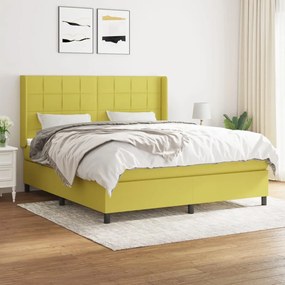 vidaXL Cama com molas/colchão 160x200 cm tecido verde