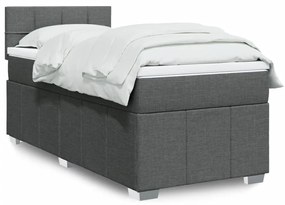 vidaXL Cama com molas/colchão 100x200 cm tecido cinza-escuro