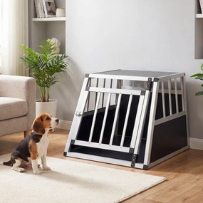 Caixa Transportadora de viagem para cães em alumínio com porta e fechadura 69,5 x 54 x 50,5 cm