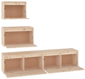 Móveis de TV 4 pcs madeira de pinho maciça